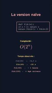 fib(100) en récursif naïf : supérieur à âge univers 😱