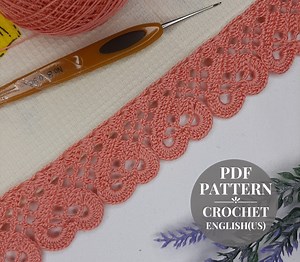 Crochet Edging Pattern Border Hearts Crochet for Decor Kitchen Towels Pattern Crochet Lace Edging Tablecloths Detailed Tutorial Pdf - Etsy