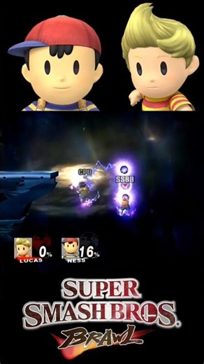 Lucas and Ness collide their pk thunder and both die #shorts #ssbb #videogames