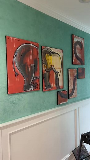 Gabbie Hanna Drawing of an Elephant - Finished Painting Displayed