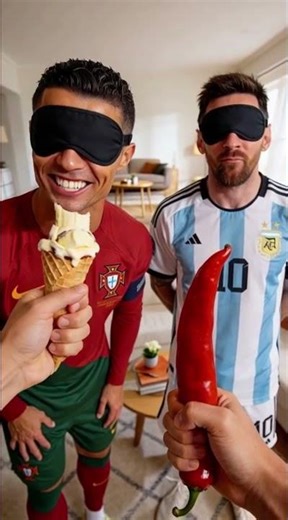 Ronaldo & Messi Edition Ice Cream vs Chili Pepper Challenge 🔥🌶🍦 #ronaldo