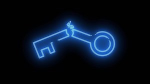 Download broken key icon with glowing neon effect for free