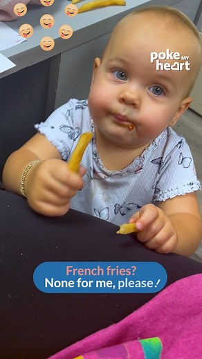 Adorable Toddler Licks Ketchup Off of Fries Repeatedly | Poke My Heart