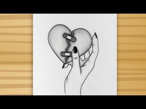 Broken Heart drawing - Broken heart in hand drawing easy/How to draw a heart easy step by step / Art