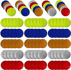 100Pcs Warning Reflective Stickers, Reflective Decals Waterproof Reflector Tapes Safety Stickers Night Visibility Adhesive Stickers for Motorcycle Bicycle Car (Round)