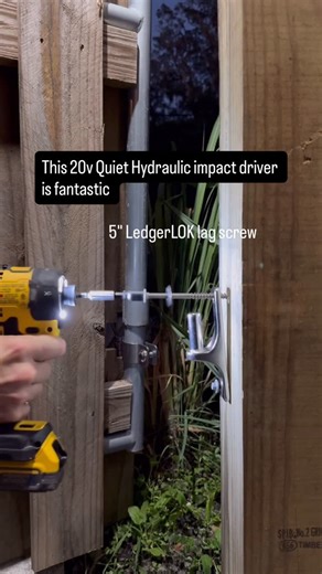 Travis Collins on Instagram: "Compact. Quiet. Powerful. Do yourself a favor and try a hydraulic impact driver. @fastenmasterpro LedgerLOK screw replaces 1/2" lag bolts @dewalttough 20v Quiet Hydraulic impact driver Model: DCF870 #impactdriver #framing #deckbuilder #fastenmaster #lagscrew #dewalttough #carpenter #hydraulicimpact"