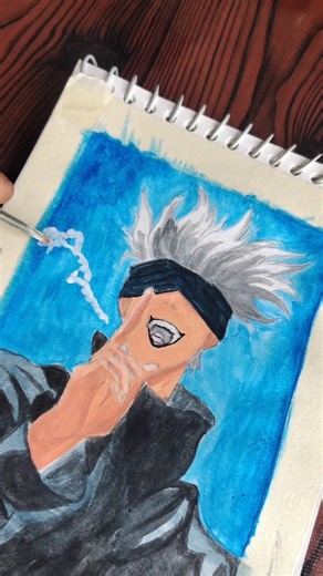 Day 1st to draw 30 days 30 anime drawing challenge gojo drawing watercolor #art #drawing #anime