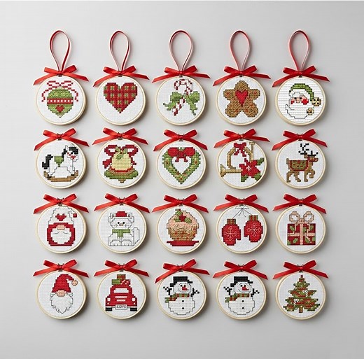 Mini Christmas Cross Stitch Patterns With 24 Images for 2 Inch Ornament - Etsy