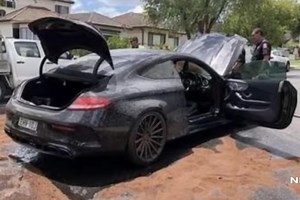 Driver Destroys Mercedes-AMG C63 After Failed Burnout