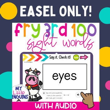 Fry 3rd 100 Sight Words with Audio – EASEL ONLY – Digital Flashcards with Audio