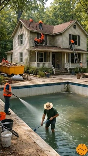 Abandoned Dirty House to cleaned Villa Transformation 😱 | Full Cleaning & Pool Makeover (Satisfying)
