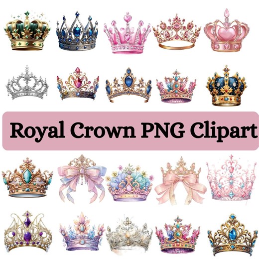 Gold Diamond Tiara Clipart Collection: Royal Blue Princess Crowns (PNG) - Etsy