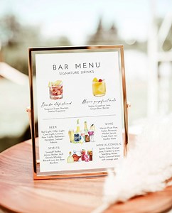 Modern Wedding Bar Menu Template, Signature Drinks Sign (digital Download) - Etsy