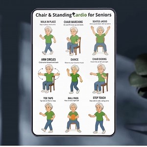Chair & Standing Cardio for Seniors, Standing and Seated Exercise Chart, Low Impact Workout Poster PDF, Senior Fitness Routine for Elderly - Etsy