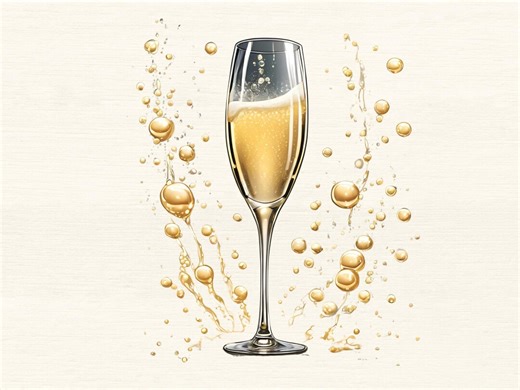 Champagne Glass Png Design | Champagne Bubbles Design | Toast Clip Art | Wedding Celebration Graphics | Party Clipart | Sparkling Splash Png - Etsy