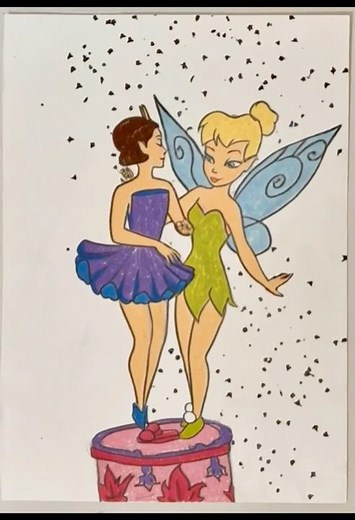 Tinker Bell drawing💚💛🩵#drawing#art#magic#painting#tinkerbell#disney#shortvideo#shorts