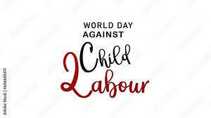 world day against child labor animation. 4k animated greeting card. gift card. green screen and alpha channel.