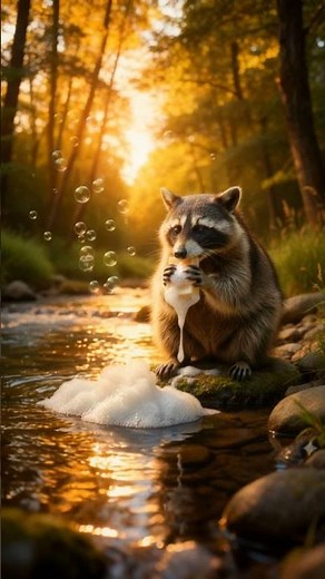 Bubble Creek — The Cleanest Raccoon in the Forest 🌅🧼