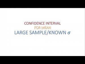 Confidence Interval For Mean (Large Sample or Known Population SD)