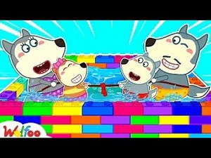 Wolfoo Has Fun Playtime in a DIY Colorful Lego Swimming Pool with Mom and Dad | Wolfoo