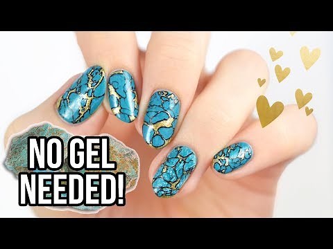 Realistic Turquoise Stone Nails Using REGULAR NAIL POLISH!