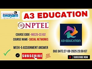 NPTEL Social Networks Week 5 Assignment Answers | noc25-cs102 | IIT Ropar | Prof. Sudarshan Iyengar