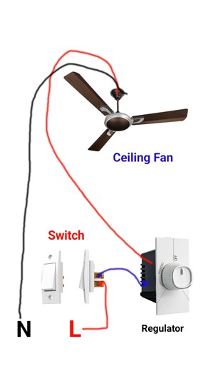Ceiling Fan Connection With Regulator #ceiling_fan_connection #ceiling_fan #shorts #connection