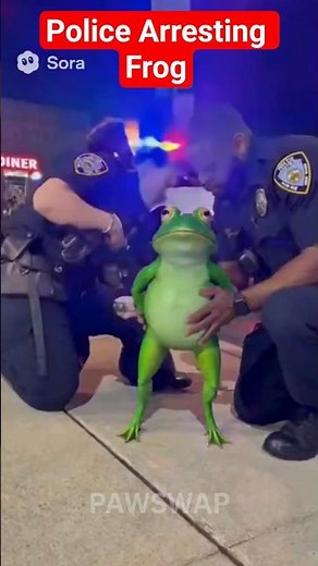 Funny AI Short: Police Arresting a Giant Frog 🐸🚓