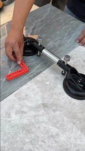 Seamless Quartz Countertop Installation with Tile Tensioner 🔥 Perfect Stone Slab Alignment #Shorts