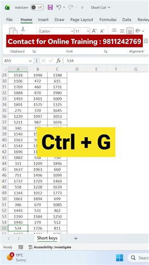 🔥Stop Scrolling! Go to Any Row Instantly in Excel 🚀 Excel Ctrl+G Shortcut You MUST Know, #shorts