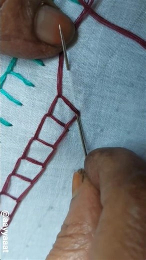 Open Chain Stitch ✨ Easy Hand Embroidery #shorts #trending #embroidery