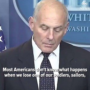 Gen. Kelly, whose son was killed in action, made a powerful speech during Thursday's White House press briefing. He explained how the remains of soldiers killed in combat are returned home. "The casualty officer proceeds to break the heart of a family member." http://abcn.ws/2zlMugm | 7News DC
