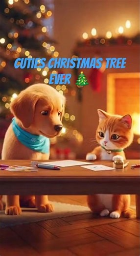 Cutest Christmas Craft Ever! Dog & Cat Make a Holiday Card #cutepet #cute