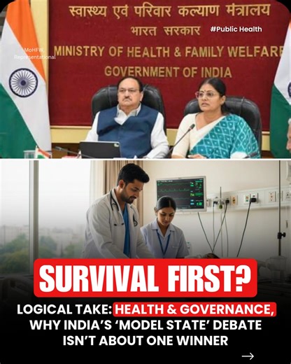 India has made significant health gains over the past decade, but the debate over a “model state” in health is not about a single winner. States like Kerala, Tamil Nadu, Karnataka, Himachal Pradesh, and Uttarakhand have shown strong performance in infant and maternal survival, primary care, and financial protection. 👉🏽 Officials highlight that system-building, equity and governance, rather than infrastructure alone, determine health outcomes. Despite progress, challenges such as anaemia, stunt