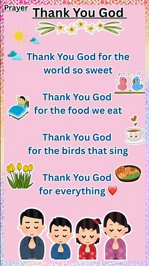 Thank You God Rhyme | Prayer Nursery Rhyme | English Poem | English Poem for Kids 👦 👧 #english