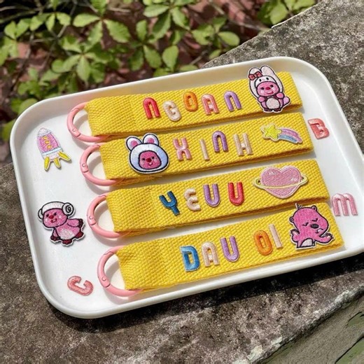 Custom Embroidered Name Keychain, Fabric Key Fob, Backpack Charm - Etsy