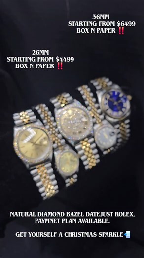 SB Jewelers Columbus on Instagram: "26MM AND 36MM NATURAL DIAMOND BAZEL ,DATEJUST ROLEX 🔥📲 STARTING FROM $4499 & $6499‼️ BOX N PAPERWORK ‼️ PAYMNET PLANS AVAILABLE WITH 0 DOWN , 0 INTEREST AND NO CREDIT NEEDED ‼️📲 DON'T MISS OUT THIS DEAL ON CHRISTMAS SEASON."