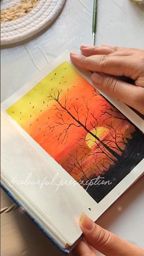 Easy sunset acrylic painting 🎨#acrylicscenery #sunsetpainting #easydrawing