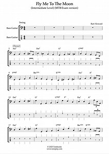 Fly Me to the Moon (niveau intermédiaire) (Version examens MTB) (Frank Sinatra) - Tablature Basse