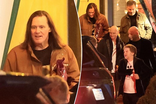 Jim Carrey rocks long hair as he celebrates 62nd birthday with Jimmy Kimmel, Adam Sandler
