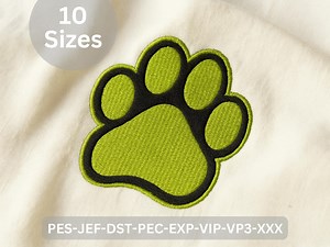 Paw Print Embroidery Design | Animal Pet Applique Machine Embroidery Pattern | Digital File – 10 Sizes - Etsy