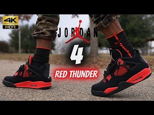 JORDAN 4 RED THUNDER DETAILED REVIEW & ON FEET W/ LACE SWAP!!
