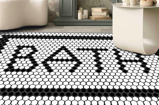 Black and White Chenille Rug: Modern Bathroom Decor - Etsy