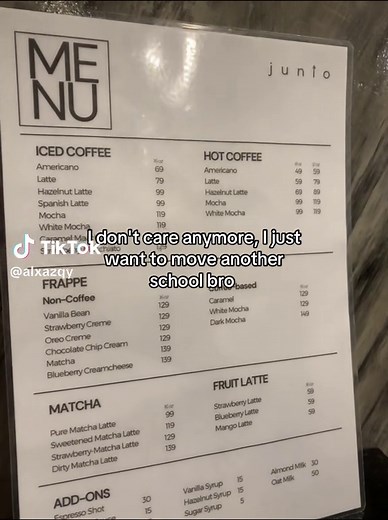may-may (@mdmalxsa) - Café Menu Overview: JUNO's Beverage Offerings