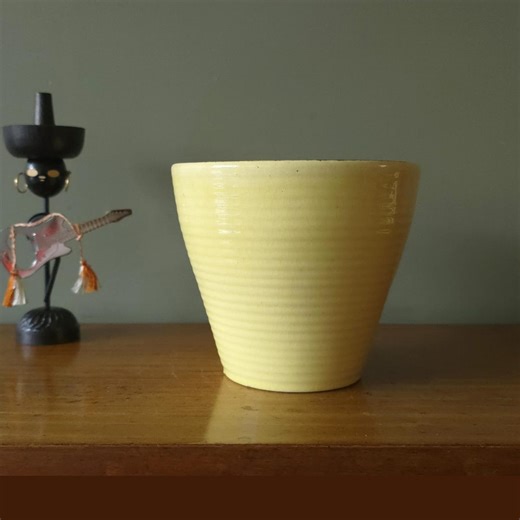 West German Pottery Planter, Mid Century Modern Yellow & Black - Etsy