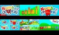 Mix of 6 videos from youtube : Numberblocks Intro but too many