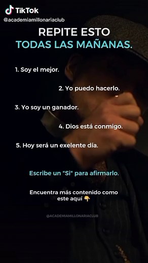 Repite esto todas las mañanas🙌. #academia #millonario #club #desarrollopersonal #mentalidad #motivacion #habitos #educacion #exito #flypシ #viral #tiktok #marketingdigital #tips