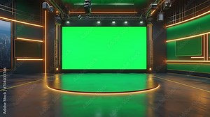 Virtual news studio with green screen