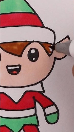 How to draw a cute Christmas Elf 🎄step by step drawing for kids