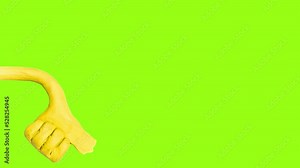 Thumbs up.Hand gestures animation of moving hand like and ok. Isolated on chroma key green screen background . Hand gesture stop motion animation. Cartoon video animation. Motion graphics.